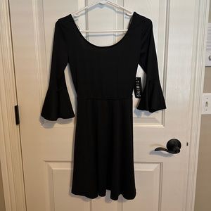 TIMING Fit and Flare Open Back Bow Dress Black NWT